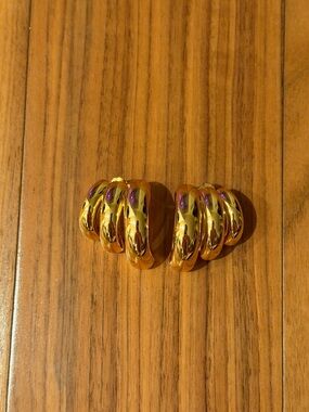 Gold-Tone Chunky Triple Hoop Earrings - Women Jewelry